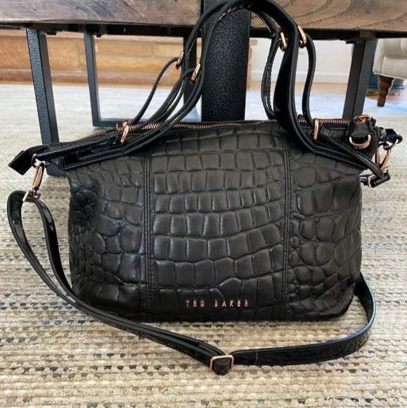 Ted Baker Black Leather crossbody bag Tote Gold Hardware - Picture 2 of 10